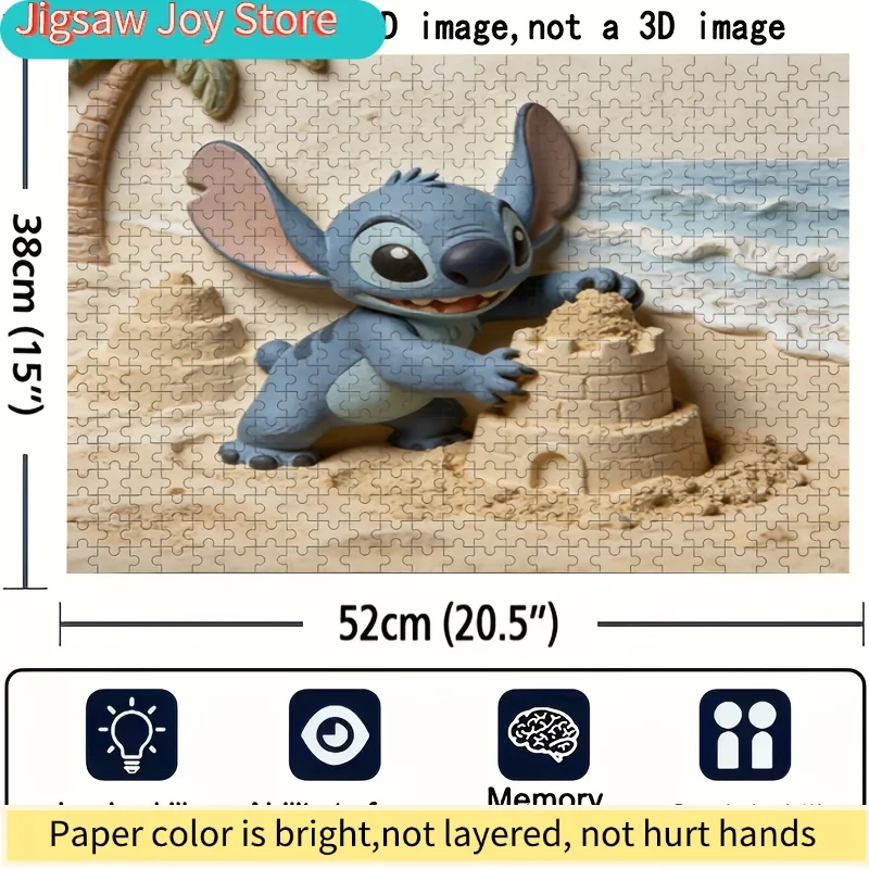 500 Pezzi Decorazioni per la Casa con Stampe di Disney Stitch e Topolino |   Puzzle 2D piatto, ideale per rompicapo per adulti, serate di gioco in famiglia, G