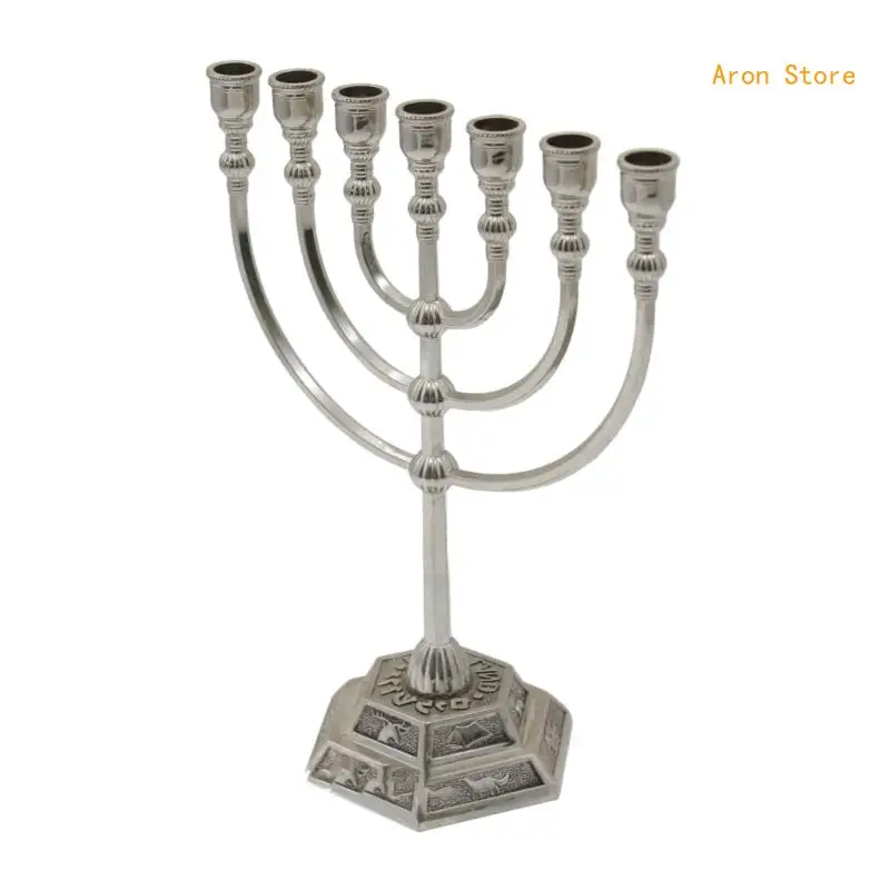 Holder Traditional Jewish Menorah 7 Branch Jerusalem Temple H3CF