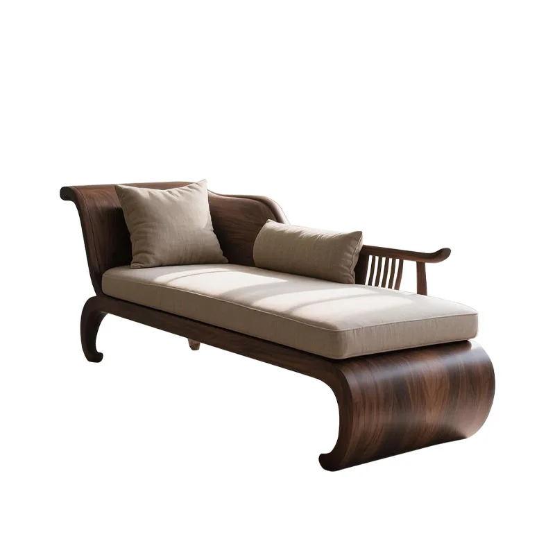 

Walnut concubine Song-style aesthetics Zen beauty couch solid wood leisure sofa recliner