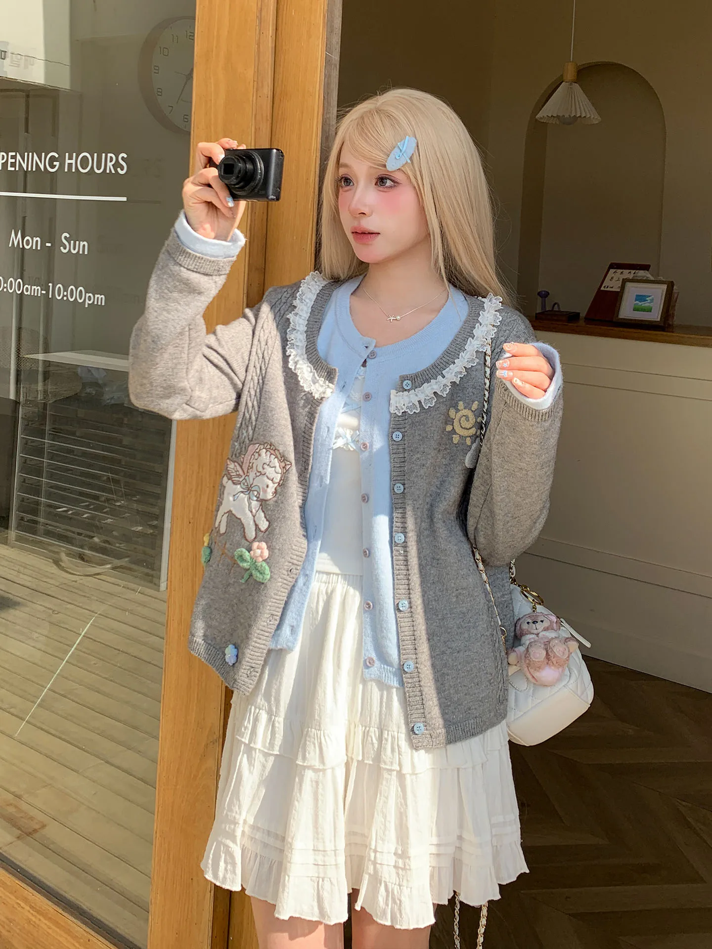 

Нежный вязаный кардиган с вышивкой, женский свободный свитер на весну, комплект из двух предметов, удобный, дышащий, повседневный