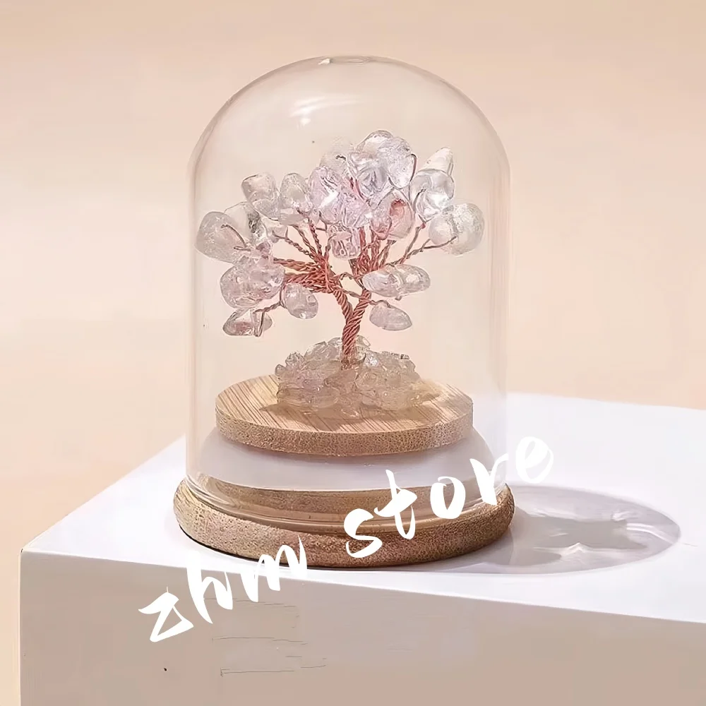Office Decorate Glass Bottle Covered Crystal Positive Energy of Health/Wealth/Success/Love,Mini Money Tree Gift