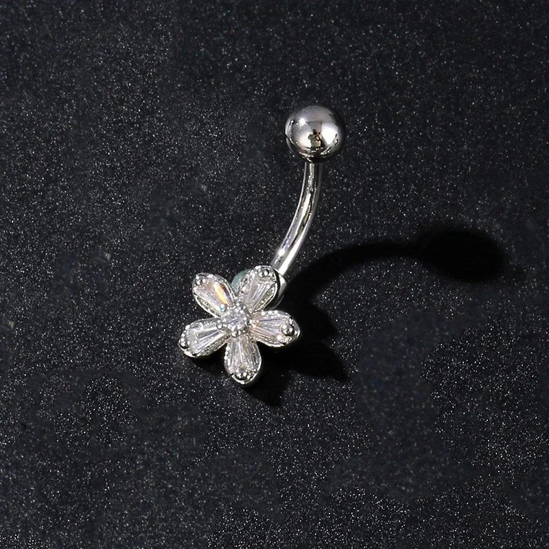 Stainless Steel Butterfly Flower Belly Button Ring Navel Piercing Ring For Women Girls Sexy Belly Piercing Ring Body Jewelry
