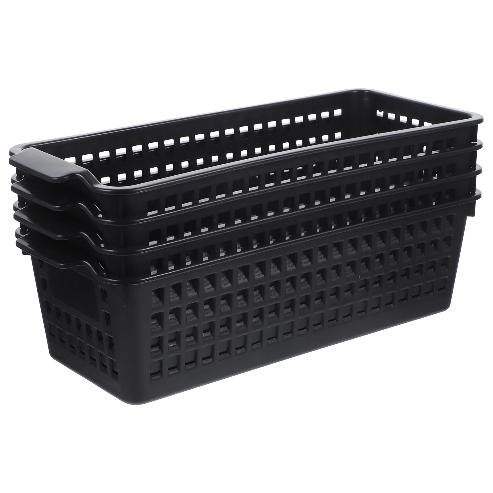 

4 Pcs Storage Basket Baskets with Cutout Handles Plastic for Bathroom Wardrobe Home Pp Countertop