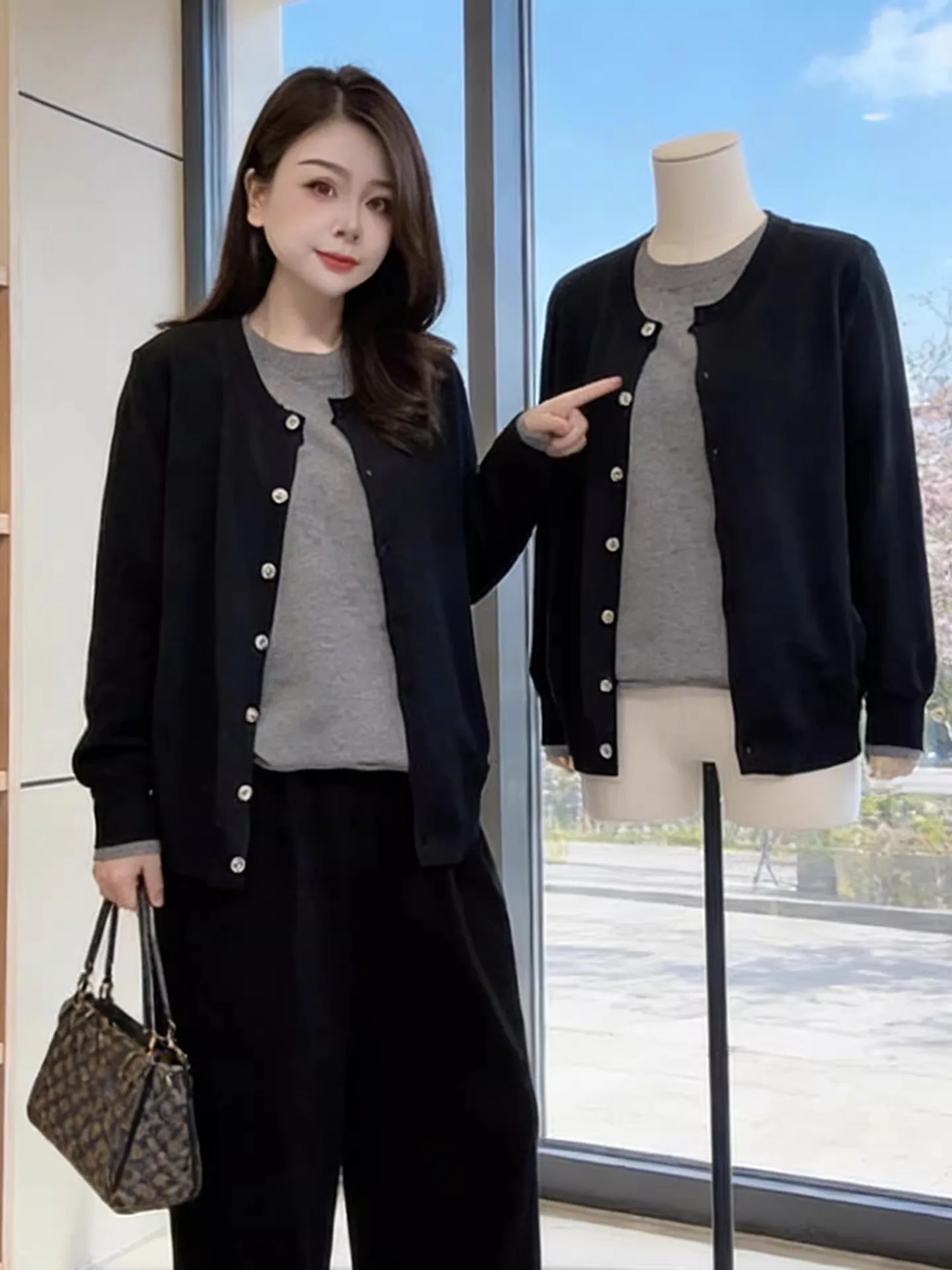 

Женский свободный вязаный джемпер больших размеров с цветными блоками, весна 2026, корейский стиль, с длинным рукавом, круглым вырезом, модный тренд