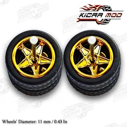 1/64 Model Car Wheels with Rubber Detachable Tires Pentagram 2 Refitting Parts for Diecast Toys Hot Wheels Matchbox D:11mm 1 Set