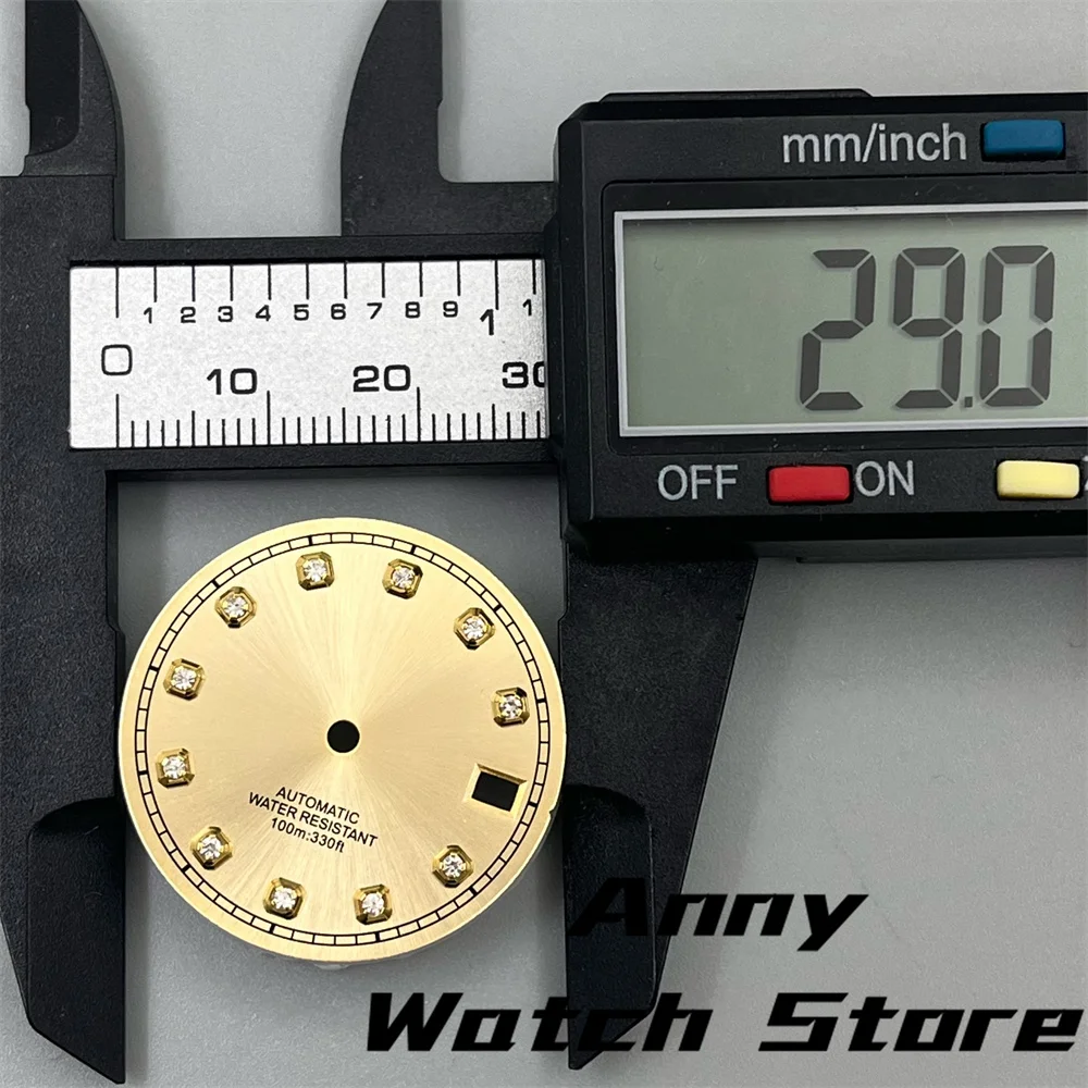 29mm Watch Dial White Black Blue Pink Green Dial With Diamond Index Date Fit NH35 Movement