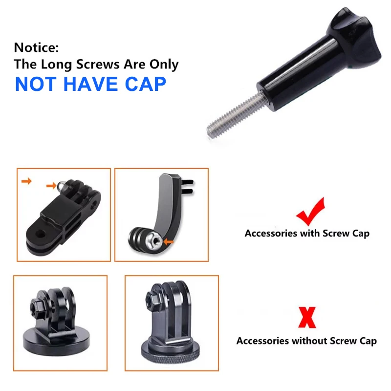 10PCS Sports Action Camera Mount Accessories Long Thumb Screw Bolts for GoPro Hero 13/12/11/10/9/8/7/6/5/4/3/SJCAM/DJI