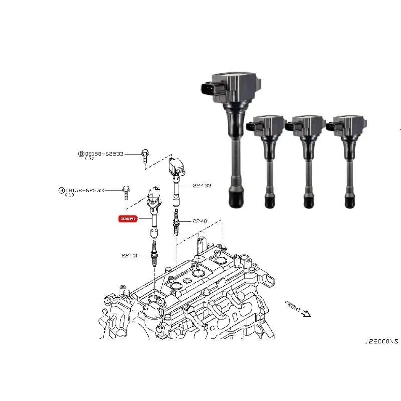 Set of 4 Ignition Coil For Nissan NP300 Frontier Sentra Altima Infiniti FX50 Q70 QX60 For 22448-1HC0A UF549 22448 ED000 2007-19