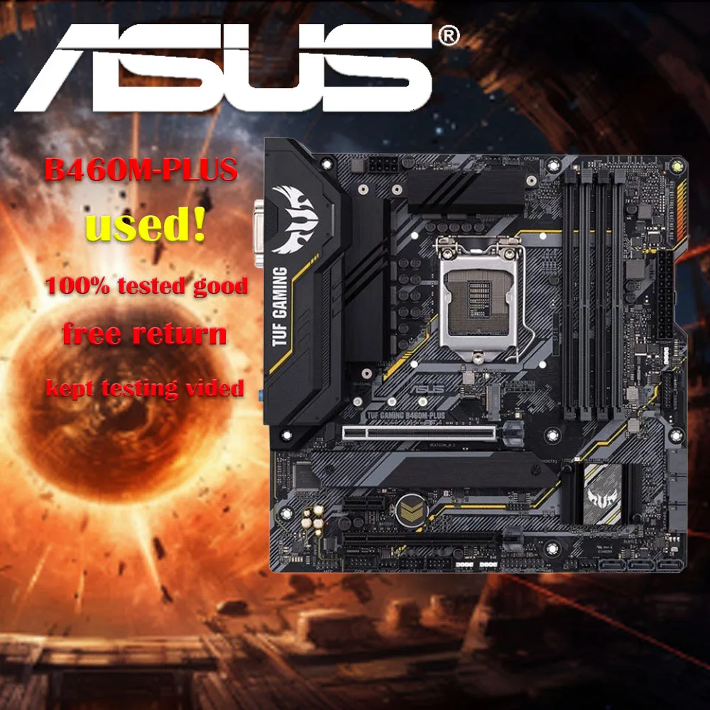 ASUS TUF GAMING B460M-PLUS  mATX Intel B460 DDR4 , SATA 6 Gbps, USB 3.2 Gen 1 128G LGA 1200 CPU Motherboard