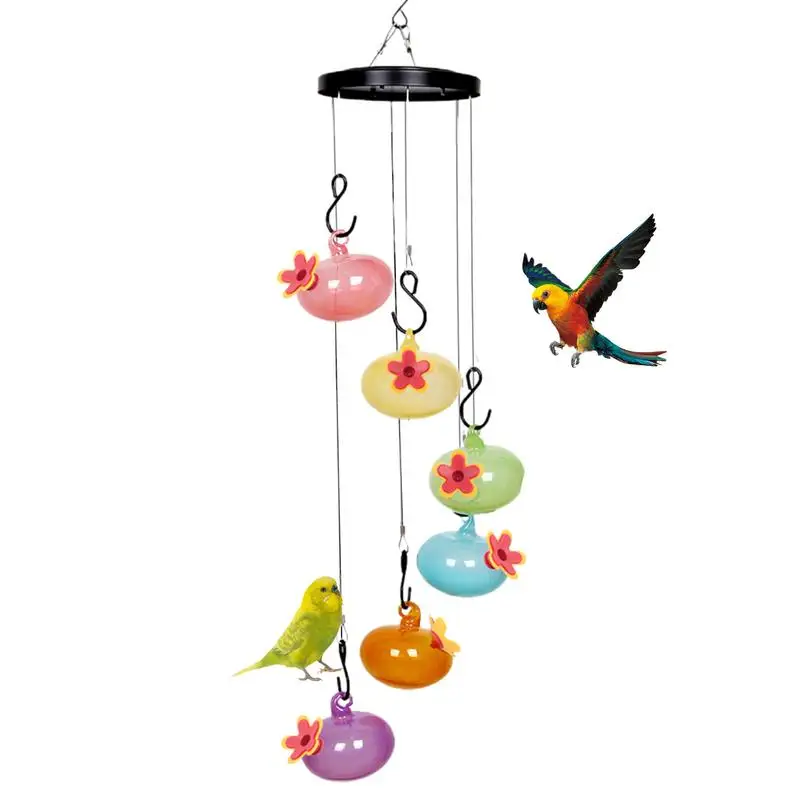 Humming Bird Feeders Set Of 6 Hummingbird Water Drinking Feeder Wind Chimes Jays Robins Sparrows Wild Bird Watching Feeder