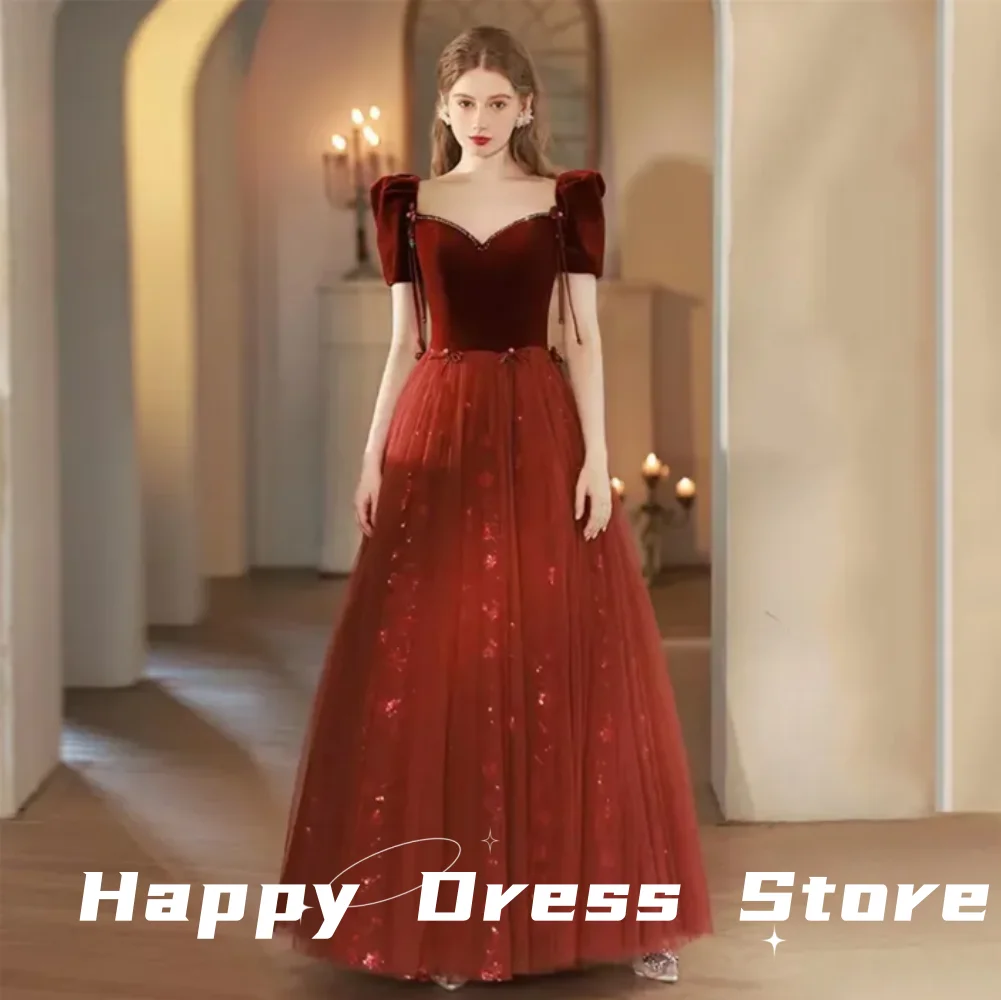 2024 Elegant red velvet  of Bride Dresses Custom Made princess Mermaid Sweetheart Neckline Evening Wedding Guest Gowns فساتين سه