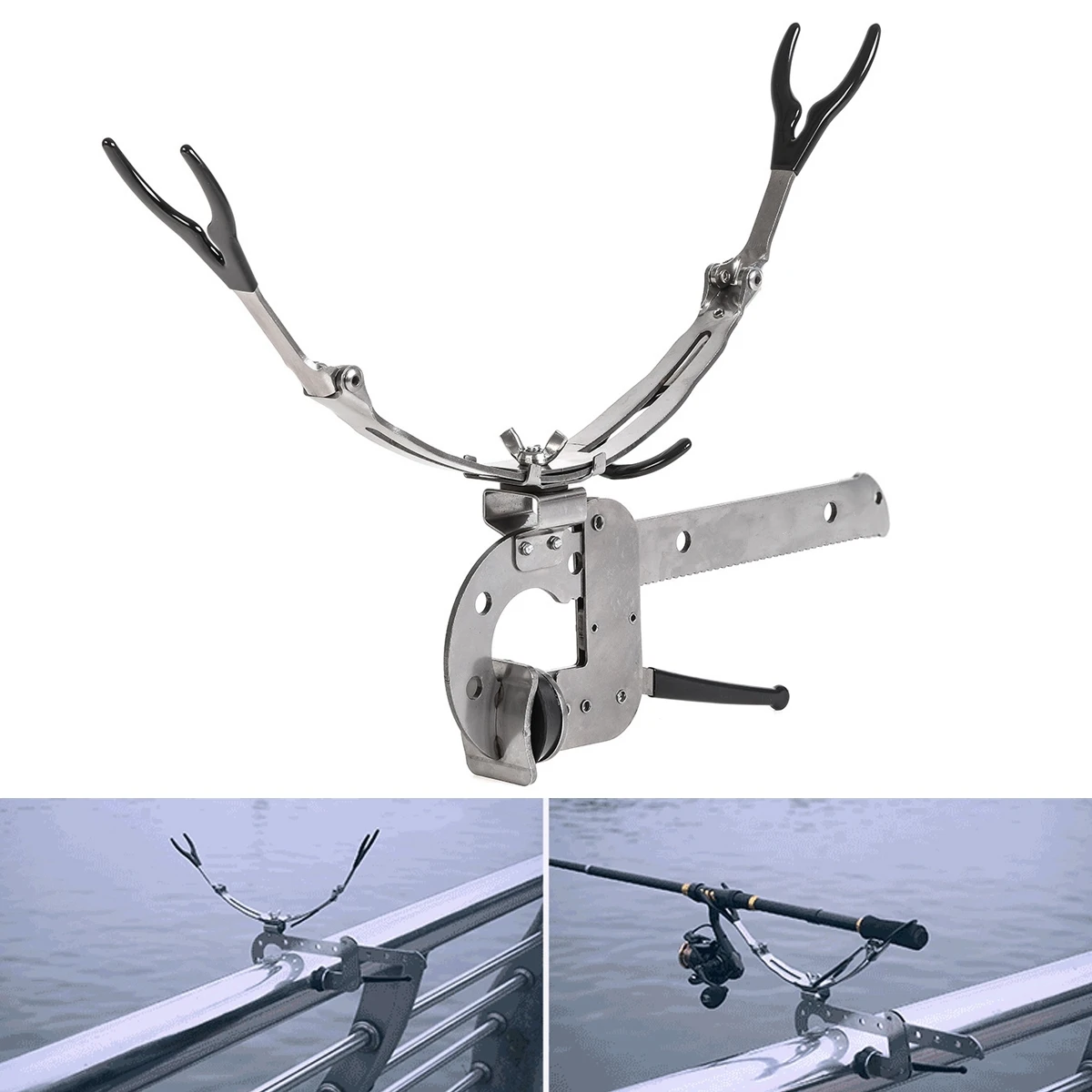 

Stainless Folding Design Foldable Fishing Rod Stand Claw Shape Clamp Holder for Ice Raft Telescopic Hand Rod Bridge Fishing