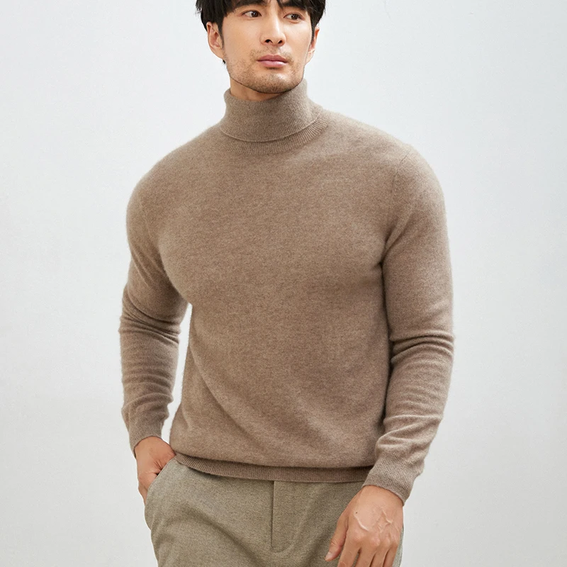 

Autumn And Winter New 100% Cashmere Men's Semi-High Collar Business Casual Fashion Comfortable Knitted Pullover.