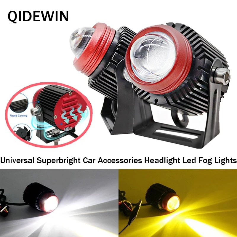 

2PCS Motorcycle LED Spotlight 12V 24V Universal Headlight Dual Color Fog Light for Car Scooter Electromobile Tricycle Waterproof