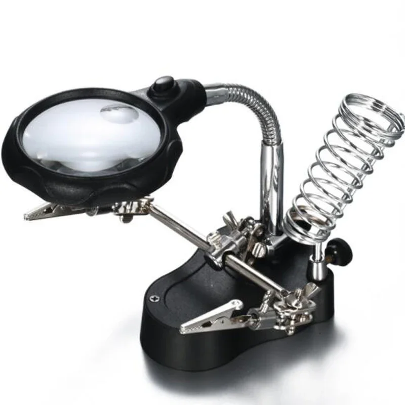 Schweißlupe mit LED-Licht, Hilfsclip, Lupe, Vergrößerungsglas, 3-in-1 Handlötstation mit Lötkolbenhalter. – Detail 5