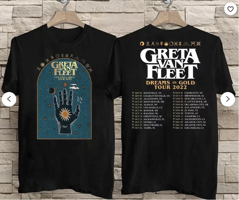 

Футболка Greta Van Fleet Dreams In Gold Tour 2022.