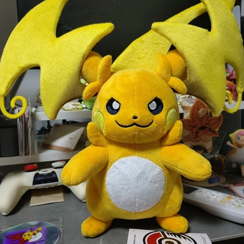 Genuine Pokemon Mega Raichu Xy Plush Toy Soft Cuddly Stuffed Doll Healing Throw Pillow Anime Collectible Home Decor For Fans