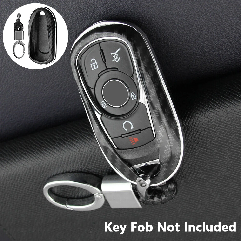 Carbon Filber Car Key Case Cover with Keychain For Buick Enclave Encore Envision Lacrosse Regal Sportback Regal TourX 2018 2019