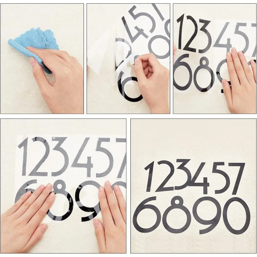 8 Sheets 2 Style PET Sticker Reflective Self Adhesive Vinyl Waterproof 0-9 Number DIY Decorations for Mailbox Sign