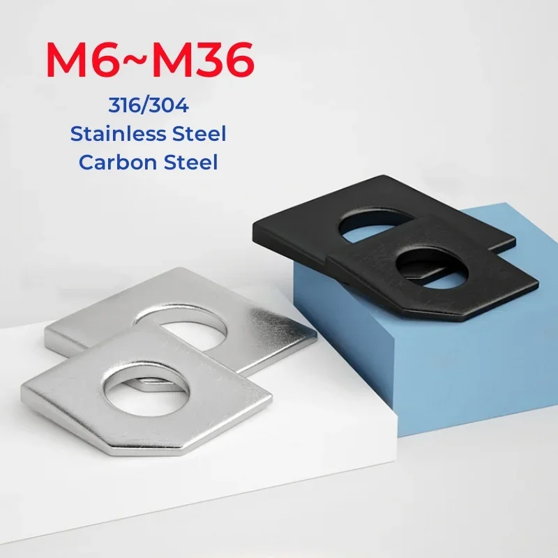 M6 M8 M10 M12 M14 M16 M18 M20 M22 M24~M36 GB853 316/304 Stainless Steel Carbon Steel Square Bevel Washers For Slot Section