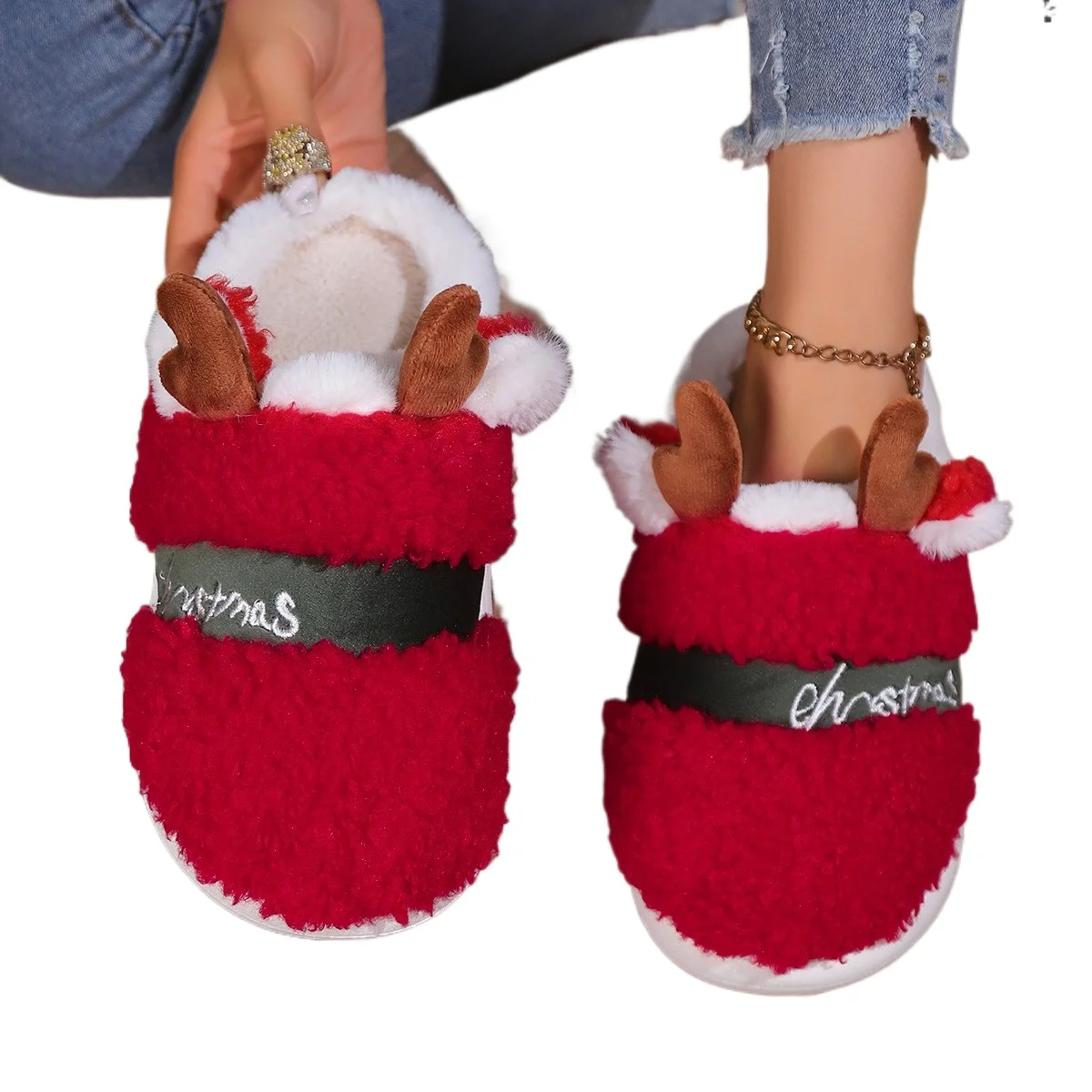 Nieuwe Herfst En Winter Elanden Katoenen Slippers Slijtvast Antislip En Warm Huis Katoenen Slippers Verdikte Fluwelen Slippers