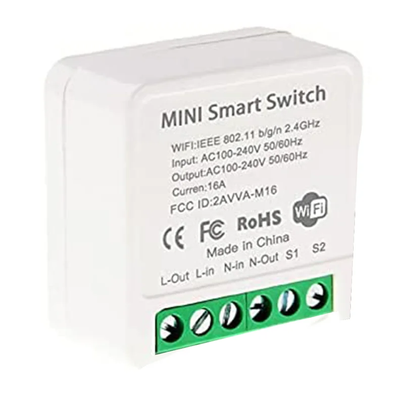Mini interruttore relè WiFi intelligente, modulo interruttore luce timer fai-da-te Applicazione Smart Life/Tuya, telecomando wireless