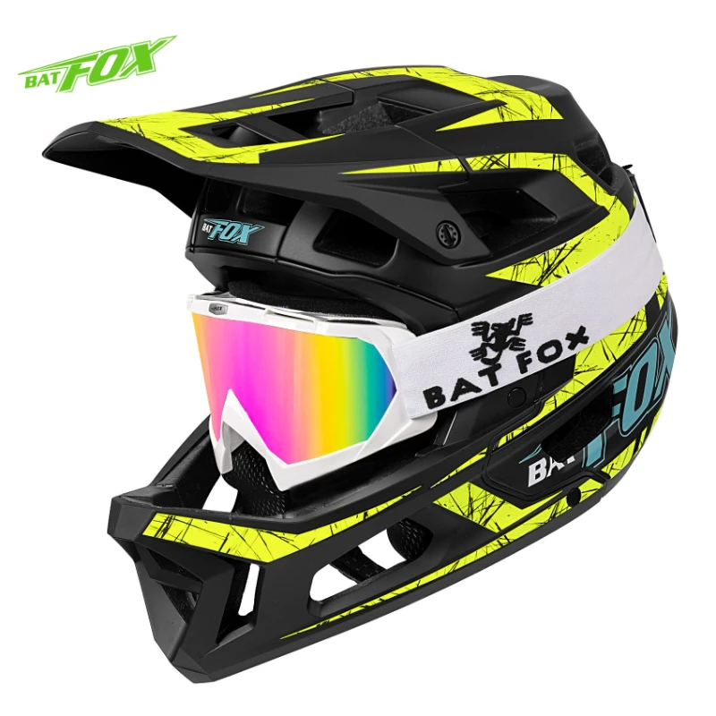 

BATFOX Full Face Mountain Bike Helmet Lightweight Racing Downhill motocross Mountain Helmets Detachable Lining casco bicicleta