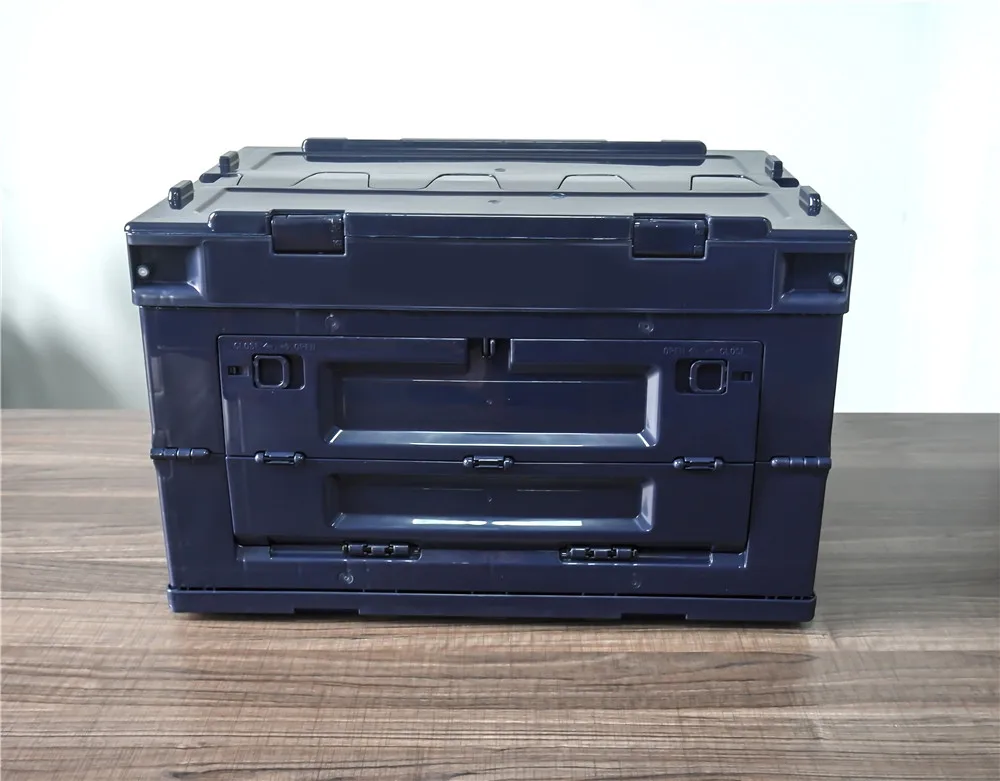 Лидер продаж, темно-синий цвет, 50 л, для кемпинга, для домашнего хранения, высококачественный пластиковый складной ящик для хранения с открытой передней частью