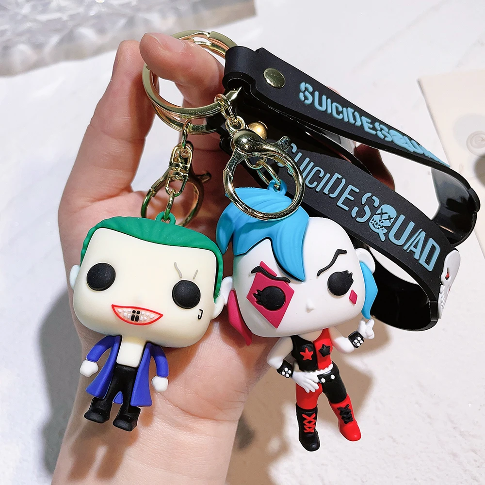 Suicide Squad Joker & Harley Quinn brelok silikonowy kolekcja figurek zabawki modele dla dzieci prezenty świąteczne