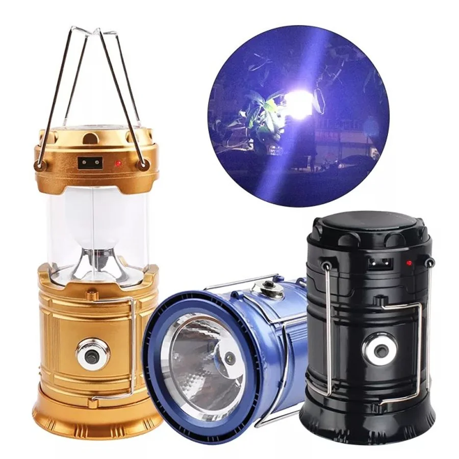 Ultra Bright 3 In 1 Solar Led Camping Light Outdoor Portable Lanterns Hanging Tent Lamp Rechargeable Emergency Flashlights Torch