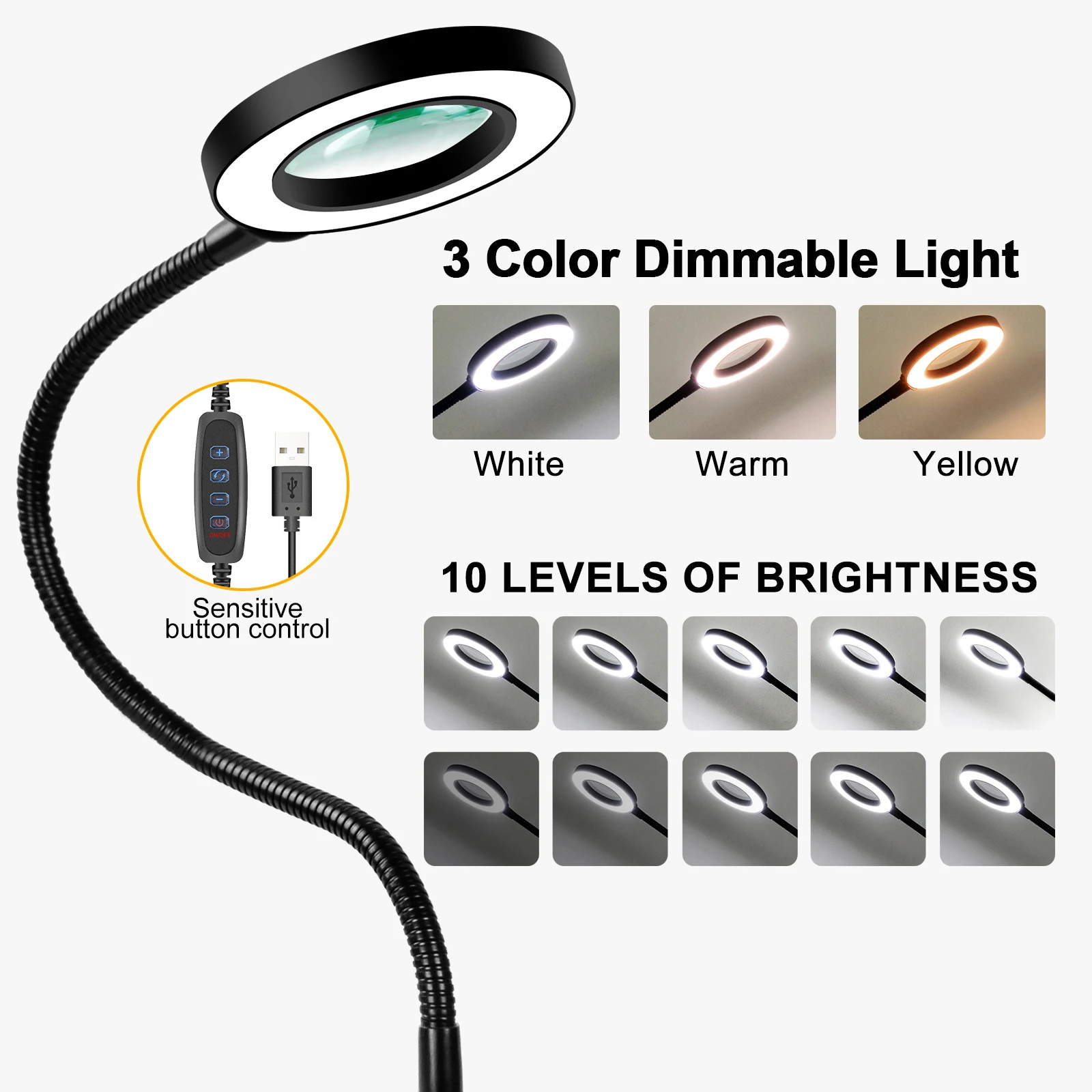 NEWACALOX Soldering Helping Hands with 3X LED Magnifying Lamp, 4 Magnetic Flexible Metal Arms PCB Holder, 360 Hot Air Gun Braket