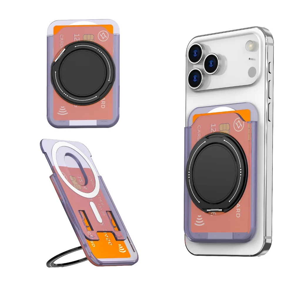 Magnetische kaarthouder portemonnee met 360 draaibare ringstandaard voor iPhone 17 Pro Max 16 15 Samsung S25 S26 Ultra Magsafe Case