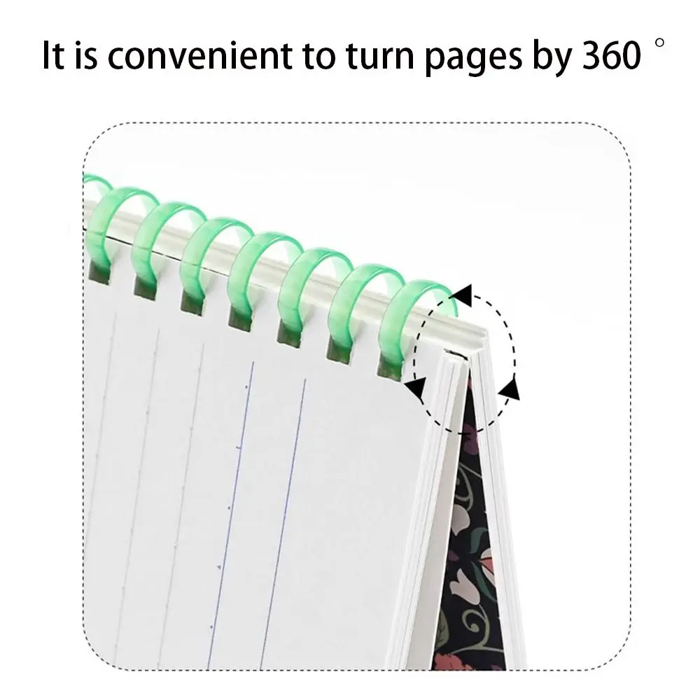 A5/B5 Soft Coil Notebooks 160 Pages Thick Paper Student Class Notebooks Floral Print Multifunction 180° Lay-Flat Notepad Student