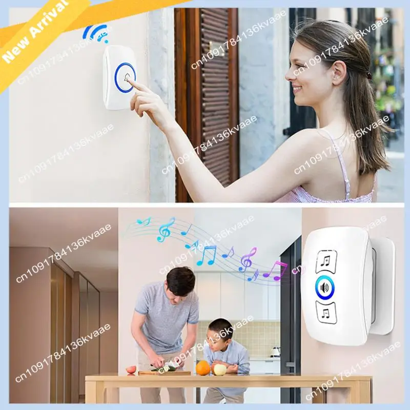 M01K Wireless Doorbell Waterproof Welcome Chime Home Door Bell Intelligent 32 Songs Smart Alarm For Store Hotel US Plug