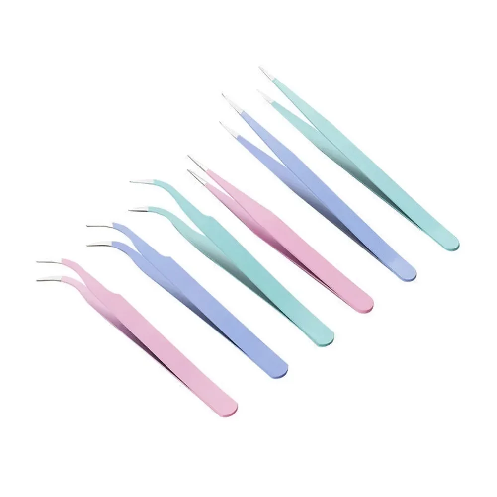 Macaron Color Stainless Steel Tweezers DIY Handbook Tape Sticker Tool Journal Gadgets Simple Practical Portable Tweezers