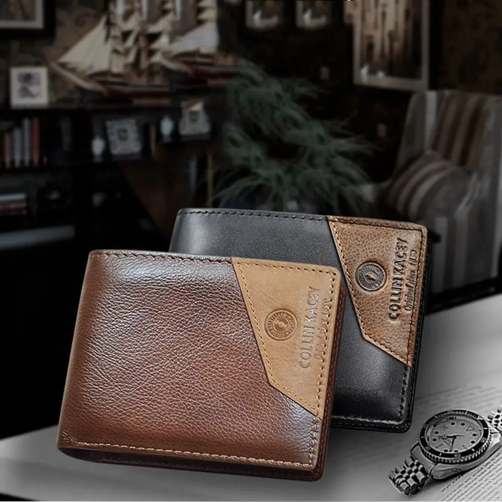 

Business Color Contrast Men's Short Wallet Leisure Contracted Two Fold Wallet Soft Urban Recreational Men Coin Pocket Male