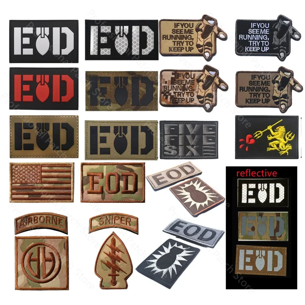 PVC EOD Infrared IR  Patches Bomb Hook Patch Reflective Emblem Appliques Armband Military Patches Badges