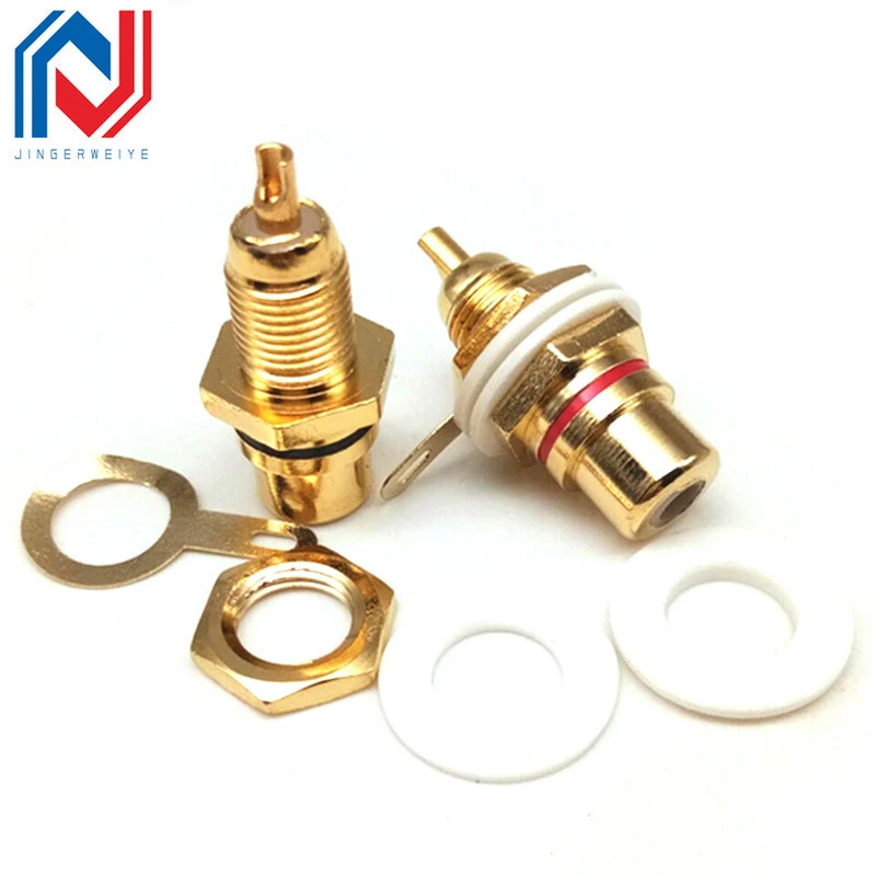 10pcs/lot Panel Mount Gold Plated RCA Female Plug Jack Audio Socket Amplifier Chassis Phono Connector With Nut Solder Cup