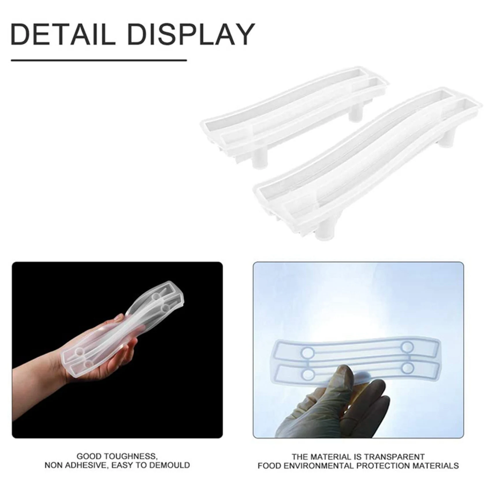 AT21-8 Set Tray Handle Resin Mold, Silicone Epoxy Casting Mold For DIY Cabinet Door Handles, Drawer Bar Pulls, Afrt Crafts