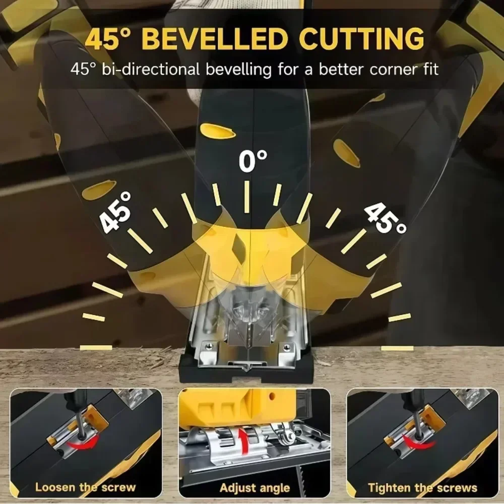2700RPM Cordless Jig Saw Portable Multifunction Speed Adjustable Electric Saw for Woodworking  For Dewalt Battery