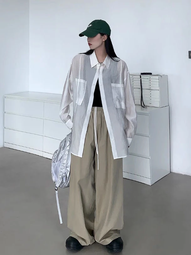 

Cargo Pants Womens For Girls Autumn Canvas Minimalism Panelled Adjustable Elasticated Urban Professional Trend Streetwear Simple