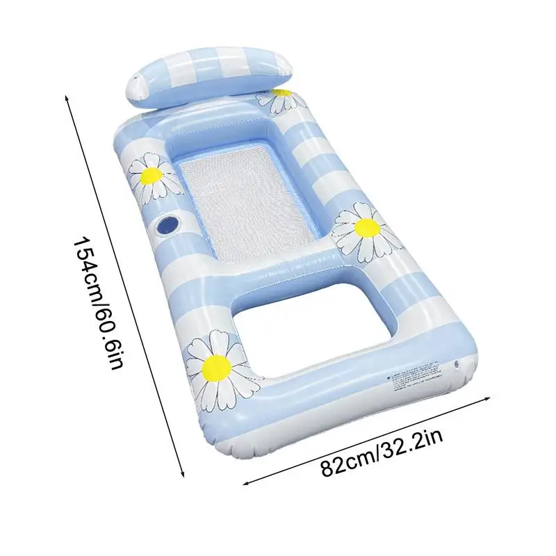Flotadores de piscina inflables, silla flotante, soporte de almohada, cama portátil para piscina al aire libre, patio trasero, río, barco, playa