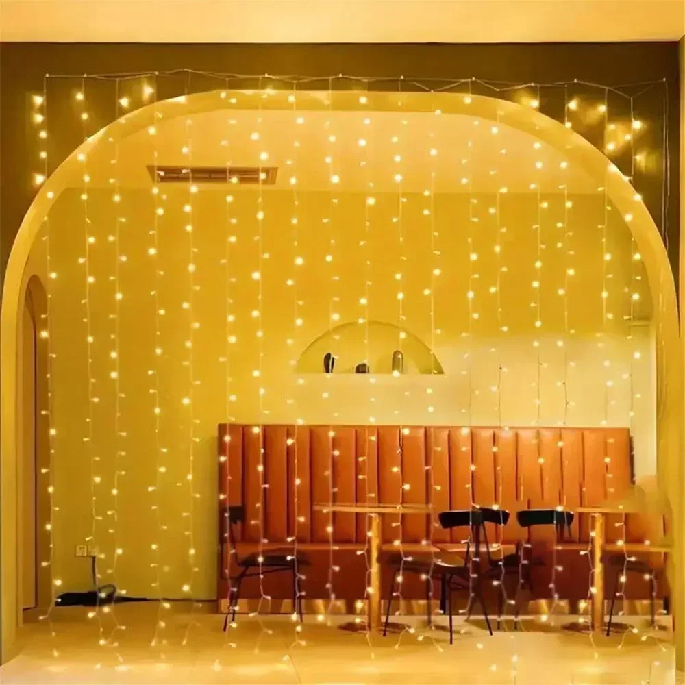 3/6M LED Curtain Light String Battery Power Christmas Halloween Fairy Lights for New Year 2027 Holiday Wedding Garden Decoration