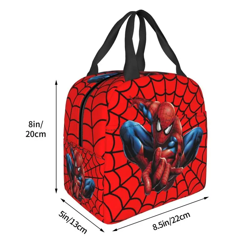 Custom Spider Man Insulated Lunch Box for Women Portable Thermal Cooler Lunch Bag School Picnic Food Container Tote Bags