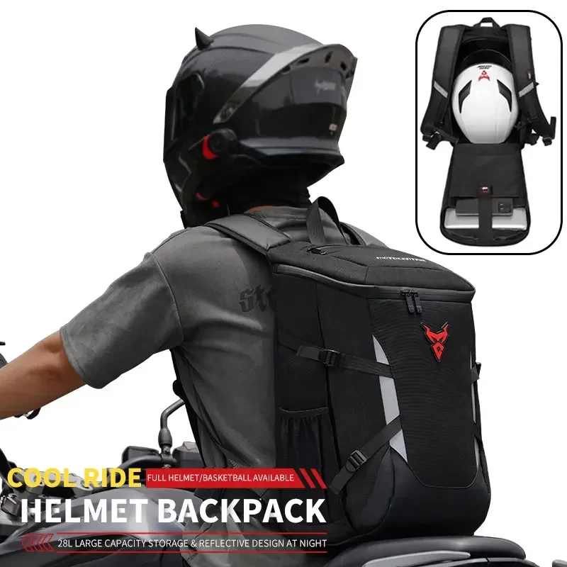 

Motorcycle Backpack Waterproof Outdoor Sports Riding Helmet Bag Locomotive Backpack Multifunction Travel Laptop Bag 28L