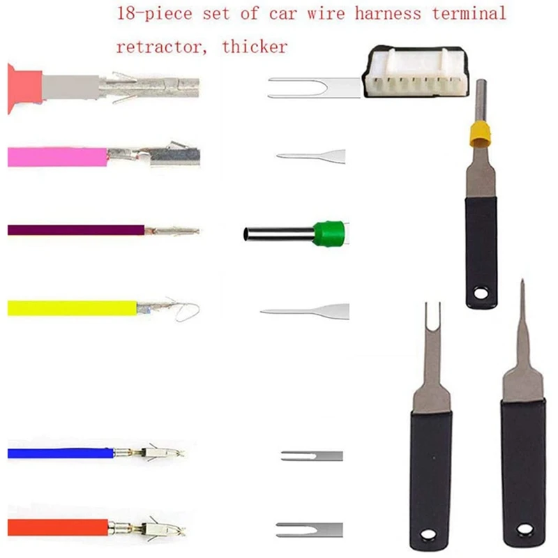 Auto Terminal Removal Tool, Car Electrical Wiring Pin Extractor Connector Puller Kit ,Depinning Tool Set(36Pcs)