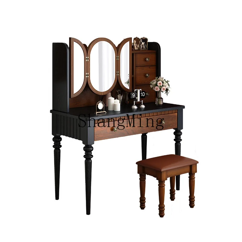 

SM retro style chest integrated solid wood dresser bedroom small apartment medium ancient style