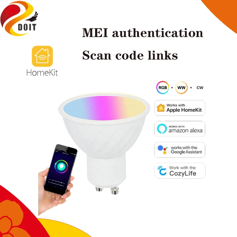 CozyLife Homekit WIFI GU10 RGBCW Phone AP Dimming and color palette support alexa speaker control Kv-zgu10 Twill spot lamp