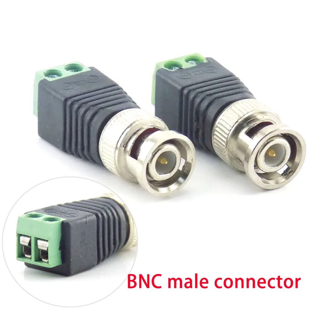 1 Pair BNC Connector Male Coax Cat5 to BNC Female Plug DC Adapter Balun Connector for CCTV Camera Accessories Led Strip Lights