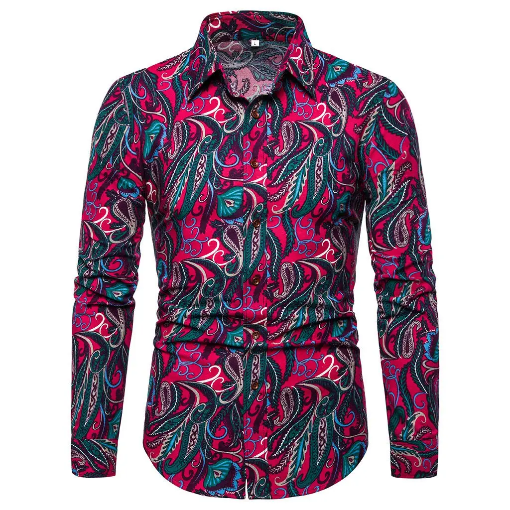 Men's long-sleeved Shirts Casual Shirts Color Pattern Shirts Shirts Playful Retro Shirts Autumn And Summer long-sleeved Shirts